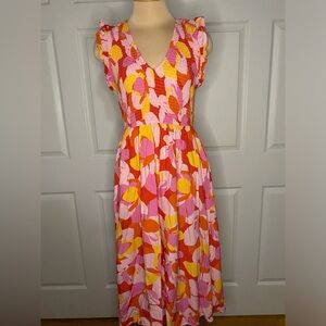 Petal & Pup Pink, Orange & Yellow Floral Maxi Dress, Size 8 Everyday Summer